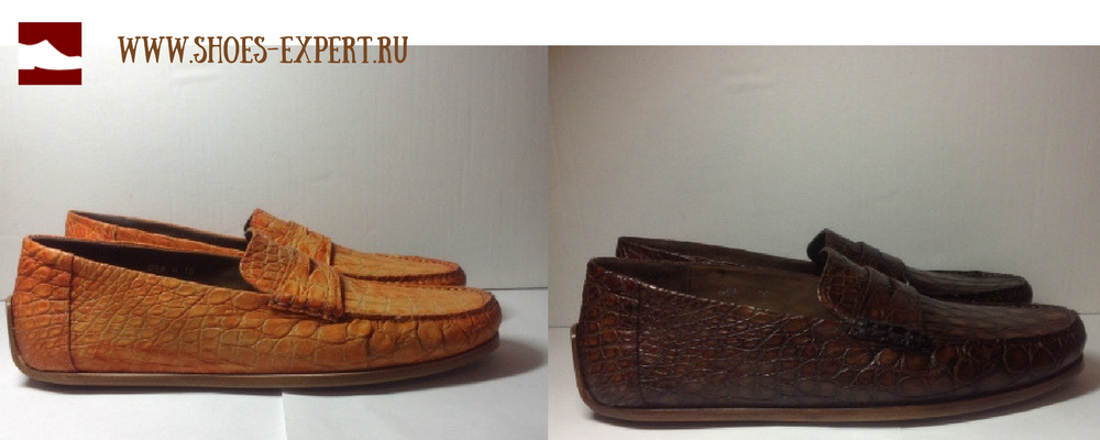 Перекраска обуви из кожи крокодила